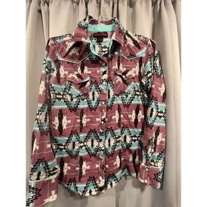 Rock & Roll Cowgirl Pearl Snap Shirt Size Large